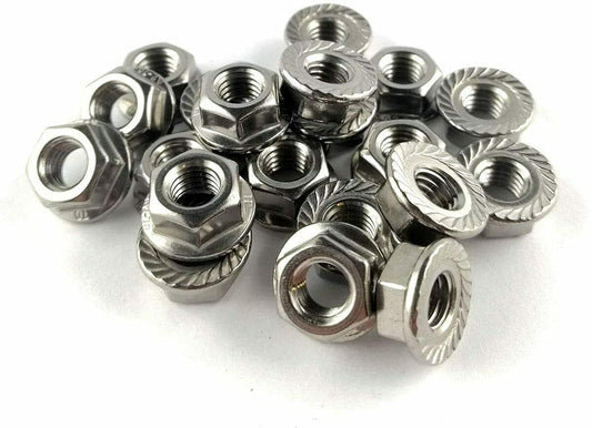 Sechskantmuttern mit Flansch und Sperrverzahnung DIN 6923 aus Edelstahl